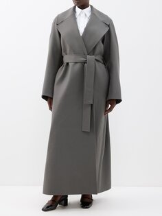 Твиловое пальто оверсайз с воротником и поясом Emilia Wickstead, серый