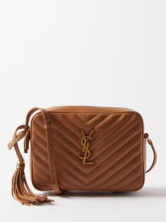 Стеганая кожаная сумка через плечо lou среднего размера с логотипом ysl Saint Laurent, коричневый