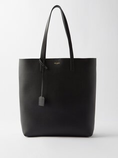 Кожаная сумка-тоут для покупок Saint Laurent, черный