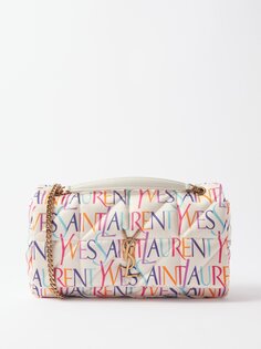 Атласная сумка через плечо jamie среднего размера с логотипом Saint Laurent, белый