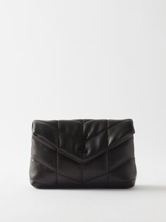 Мягкая кожаная сумка puffer с логотипом ysl Saint Laurent, черный