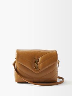 Стеганая кожаная сумка на плечо loulou toy Saint Laurent, коричневый