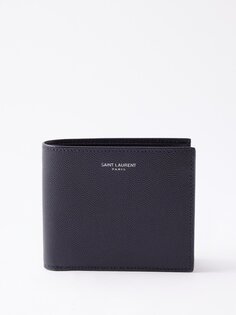 Складной кошелек из зерненой кожи Saint Laurent, черный