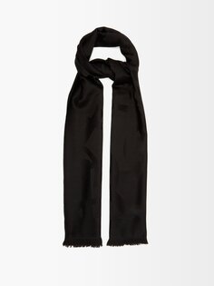 Ysl-жаккардовый шарф из шерсти и твила Saint Laurent, черный