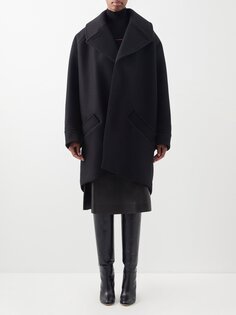Пальто оверсайз из прессованной шерсти Saint Laurent, черный