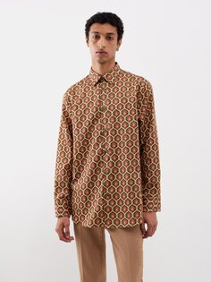 Рубашка roma из хлопка с микроцветочным принтом Etro, коричневый