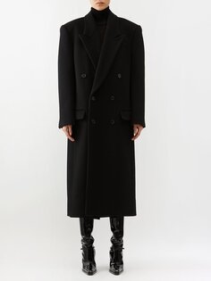 Двубортное пальто из шерсти и фетра. Saint Laurent, черный