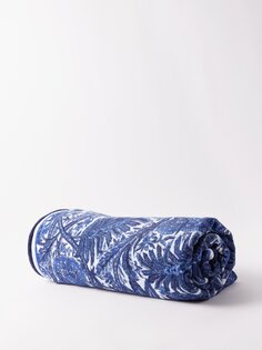 Хлопково-махровое полотенце с цветочным принтом Etro, синий