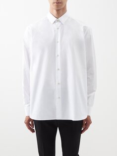 Рубашка из хлопкового поплина со складками на манжетах Saint Laurent, белый