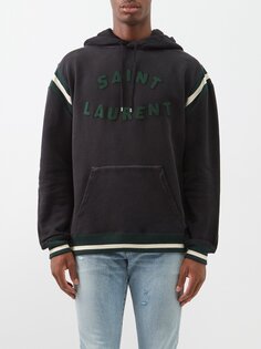 Толстовка из хлопкового джерси с аппликацией логотипа Saint Laurent, черный