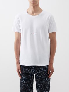 Хлопковая футболка с логотипом Saint Laurent, белый