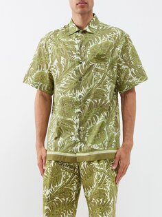 Хлопковая рубашка с короткими рукавами с цветочным принтом Etro, зеленый