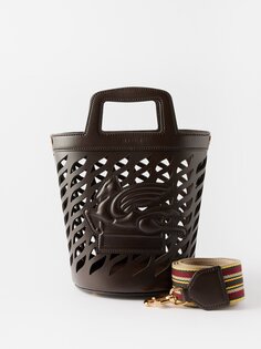 Маленькая кожаная сумка-корзина coffa с вырезом Etro, коричневый