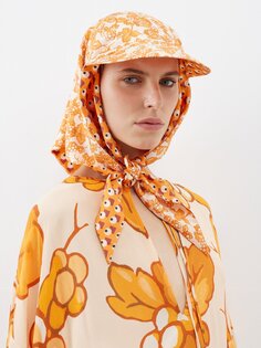 Шелковая кепка capello с цветочным принтом и завязками на спине Etro, оранжевый