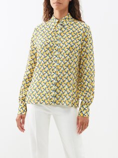 Шелковая рубашка с цветочным принтом Etro, желтый