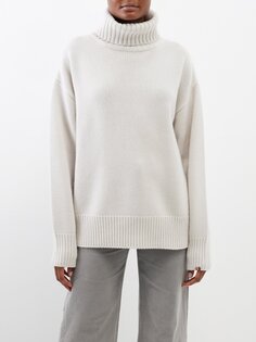 Кашемировый свитер оверсайз №20 с высоким воротником Extreme Cashmere, белый