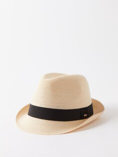 Соломенная шляпа-трилби Saint Laurent, бежевый