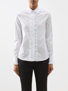 Рубашка из поплина с оборками спереди Saint Laurent, белый