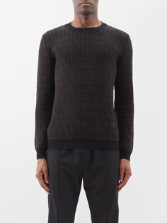 Джироколло свитер из смесовой шерсти с логотипом ff Fendi, черный