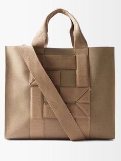Холщовая сумка-тоут с логотипом ff Fendi, бежевый