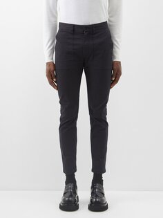 Узкие брюки из габардина из смесового хлопка Fendi, черный