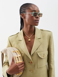 Солнцезащитные очки first sight в металлической прямоугольной оправе Fendi, зеленый