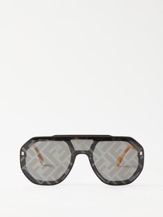 Солнцезащитные очки-авиаторы с защитными линзами и принтом ff Fendi, черный