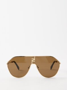 Солнцезащитные очки-авиаторы в металлической оправе ff match Fendi, коричневый