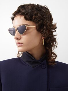 Солнцезащитные очки-бабочки с логотипом ff Fendi, золото