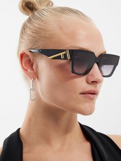 Квадратные солнцезащитные очки из ацетата Fendi, черный