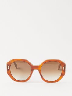 Массивные круглые солнцезащитные очки в металлическом корпусе Fendi, коричневый