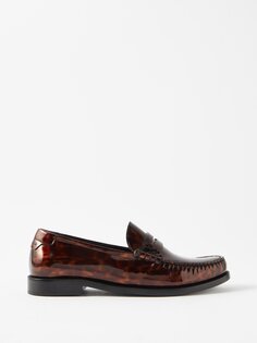 Le loafer кожаные лоферы черепахового цвета Saint Laurent, коричневый