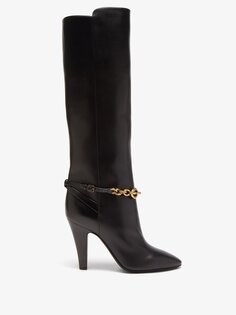 Кожаные ботинки le maillon с ремешком-цепочкой Saint Laurent, черный