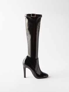 Кожаные ботинки elle 105 с кристаллической пряжкой Saint Laurent, черный