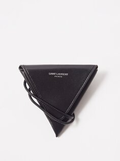 Кожаная сумка через плечо с треугольным кошельком Saint Laurent, черный