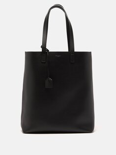 Кожаная сумка-тоут для покупок Saint Laurent, черный