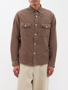 Рубашка из хлопка и вельвета с накладными карманами FRAME, коричневый