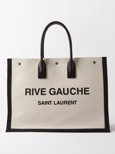 Холщовая сумка-тоут с принтом rive gauche Saint Laurent, бежевый