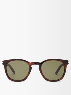 Квадратные солнцезащитные очки черепаховой расцветки из ацетата Saint Laurent, коричневый