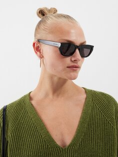 Круглые солнцезащитные очки из ацетата Saint Laurent, черный