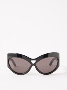 Массивные круглые солнцезащитные очки из ацетата Saint Laurent, черный