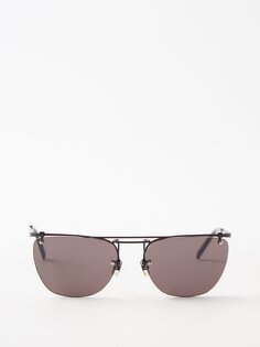 Квадратные металлические солнцезащитные очки без оправы Saint Laurent, черный