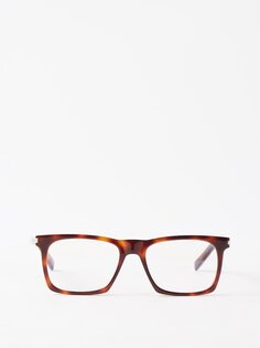Квадратные очки из ацетата черепаховой расцветки Saint Laurent, коричневый