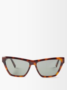 Округлые солнцезащитные очки «кошачий глаз» из ацетата Saint Laurent, коричневый