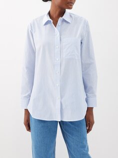 Рубашка classic из поплина в полоску с добавлением хлопка FRAME, синий