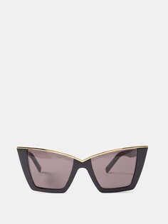 Округлые солнцезащитные очки «кошачий глаз» из ацетата Saint Laurent, черный