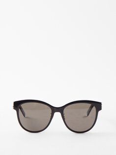 Круглые солнцезащитные очки «кошачий глаз» из ацетата Saint Laurent, черный