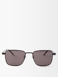 Квадратные металлические солнцезащитные очки Saint Laurent, черный