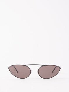 Круглые металлические солнцезащитные очки «кошачий глаз» Saint Laurent, черный