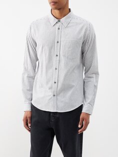 Полосатая хлопковая рубашка FRAME, серый